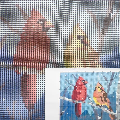 Howie's Latch Hook Kit, DIY Cardinal Rug Crochet Yarn Kits for Adults, Color Preprinted Pattern Embroidery Decoration (Cardinal, 19.69 x 14.96 inch) - Image 4