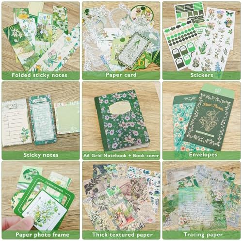 Scrapbooking Supplies Kit, A6 Grid Notebook, Vintage Junk Journaling Kit - Image 5