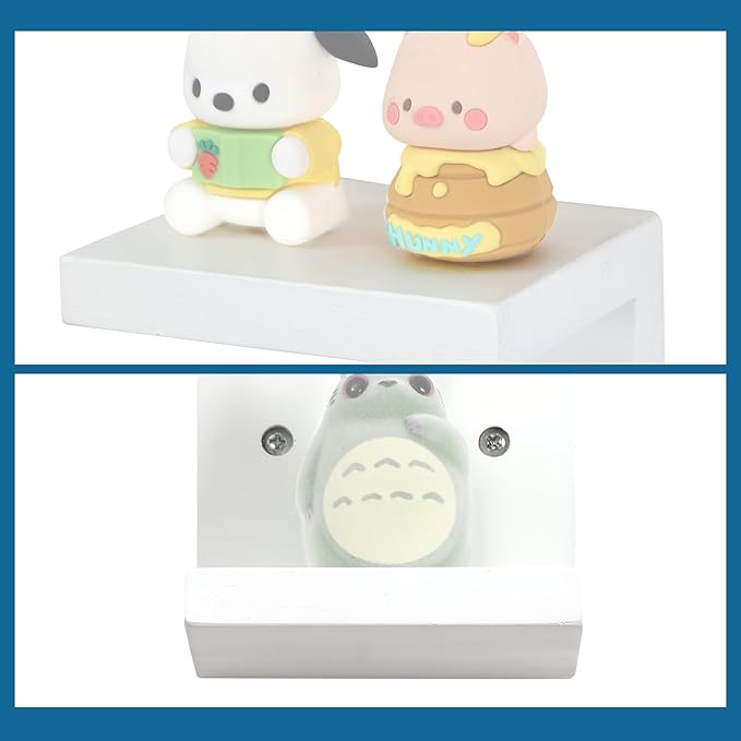 Small Floating Shelf for Wall Set of 6,Mini Shelves for Display Small Figurine,Plant,Collectibles,Wall Shelves for Bedroom Living Room Bathroom Kitchen Decor（White）