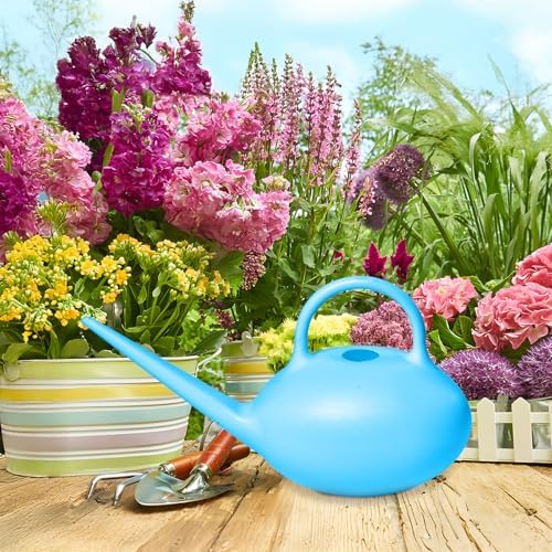 ZXJ Small Plastic Watering Can - 1/4 Gallon - for Home Plant Garden - Blue - Image 4