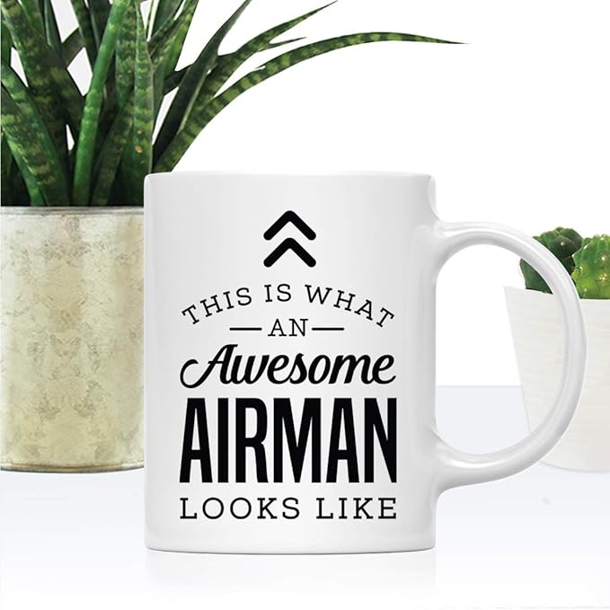 Andaz Press 11oz. Ceramic Coffee Tea Mug Thank You Gift, This is What an Awesome Airman Looks Like, 1-Pack, Birthday Christmas Gift Ideas Coworker Him Her, Includes Gift Box