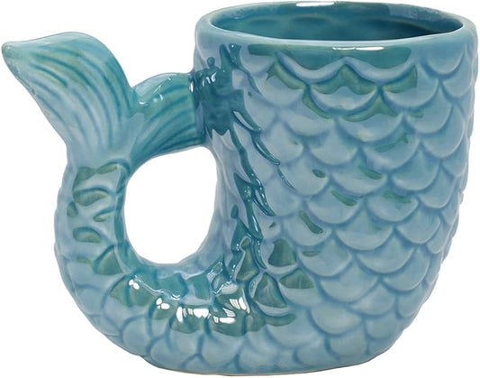 Streamline Imagined Mermaid Tail Coffee Mug, Ceramic, Novelty Blue