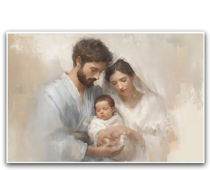 Holy Family Biblical Poster Vintage Christmas Canvas Painting Religious Painting Christian Wall Decor Nativity Scene Print Indoor Decor for Home Church Nursery Offices Living Room Bedroom Dining Room