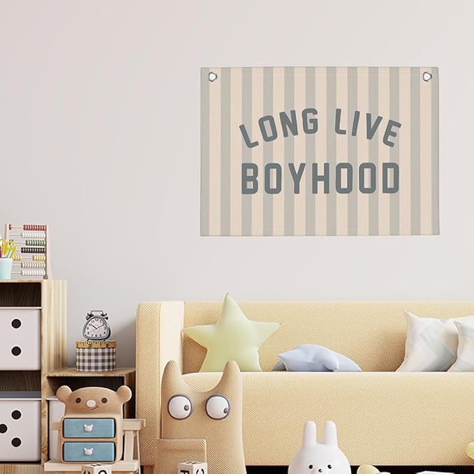Stripe Live Boyhood Boys Room Playroom Wall Decor Vintage Sports Decor for Nursery Playroom Kids Bedroom Dorm Toddler Decorations 22x28 Inch