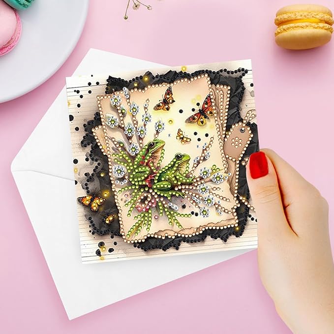 Ceitura 6Pcs DIY Diamond Art Painting Crafts Rhinestone Painting Greeting Card Making Kit Postcard for Holiday Christmas New Year Party Favors (Flower Birthday)
