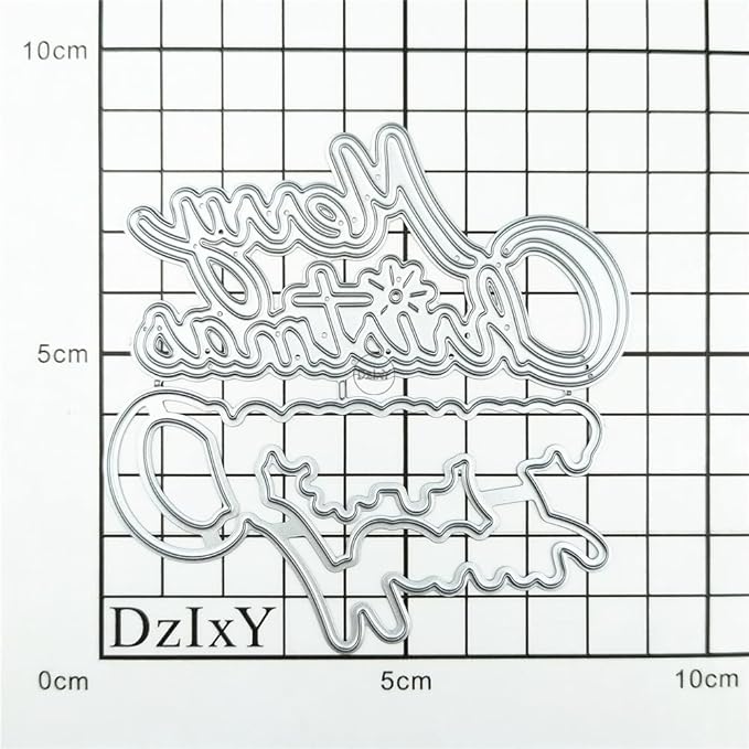 DzIxY English Words Shadow Merry Christmas Metal Cutting Dies for Card Making Kit Embossing Paper Die Cuts Set Scrapbook Stencils Supplies Machine Templates