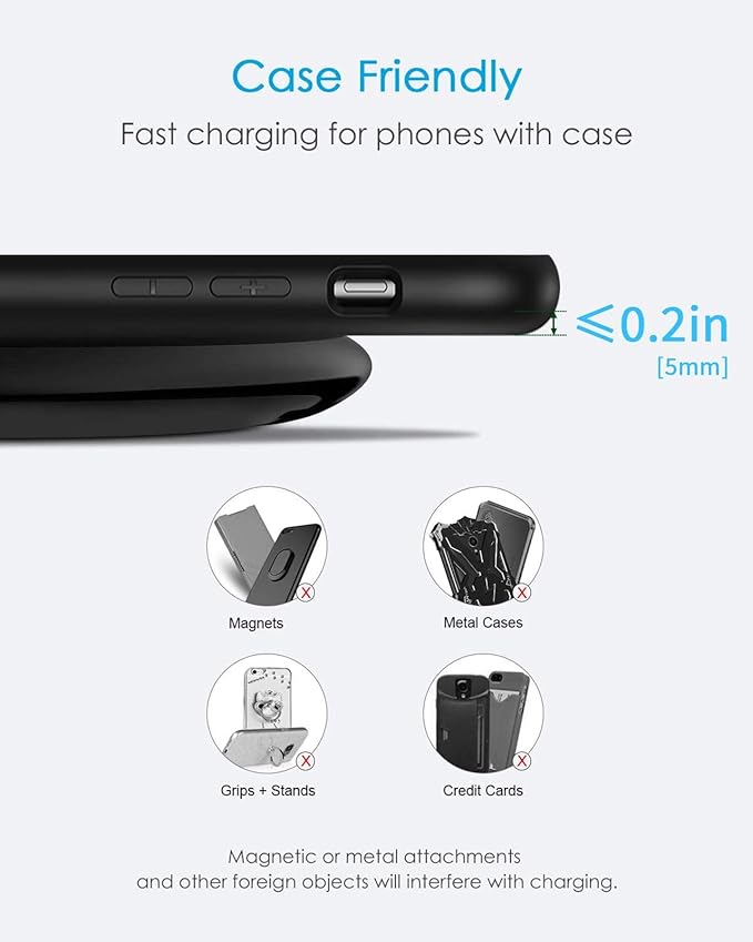 NANAMI Wireless Charger, Qi Certified 15W Max Fast Charging Pad with PD3.0 Adapter USB Phone Charger for iPhone 16/15/14/13/13 Pro/12/11/XS Max,Samsung Galaxy S25/S24/S23/S22/S21/Note 20, Airpods Pro