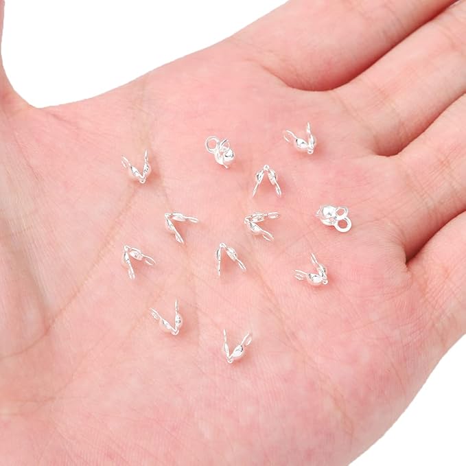 Silver Plated End Caps Non Tarnish 3x6mm 200pcs for Jewelry Making Findings