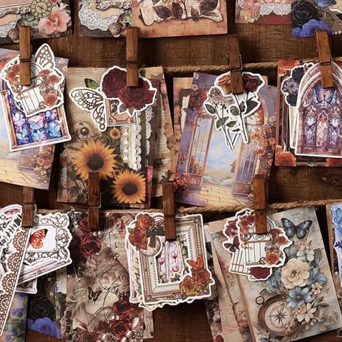200PCS Vintage Scrapbook Paper Journaling Scrapbooking Supplies Kit Retro Decorative Craft Paper Assorted for Bullet Junk Journals Card Making Craft DIY, Butterfly Waltz - Image 3
