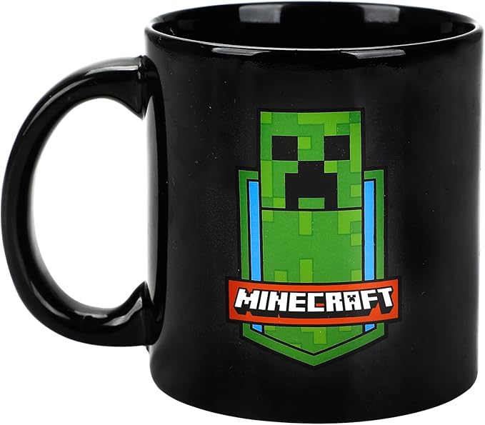 Bioworld Minecraft Creeper Boom 16 Oz Black Ceramic Mug