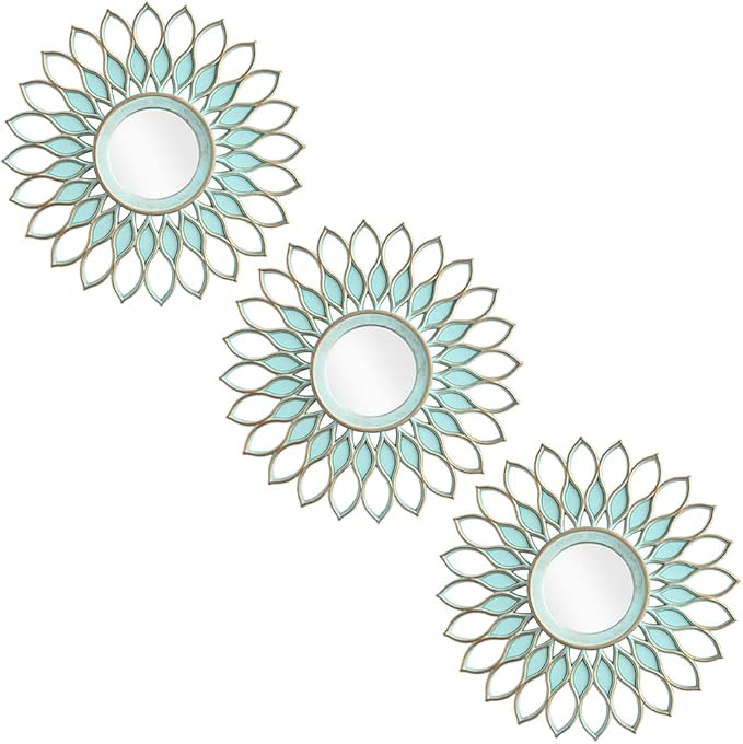 Small Round Decorative Mirrors Pack of 3 for Room & Home | Green Circle Mirrors Modern Wall Decor Gifts for Women & Moms