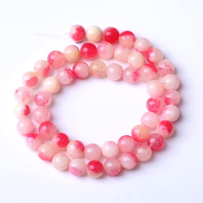 10MM 38PCS Pink Tourmaline Jade Stone Beads for Jewelry Making DIY Bracelet Necklace 15"