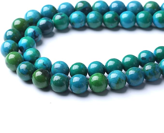 45PCS 8mm Natural Stone Beads Phoenix Chrysocolla Round Loose Gemstone Beads for Jewelry Making DIY Bracelet Necklace 15 Inch,Energy Stone Healing Power (8mm, Phoenix Chrysocolla Stone)