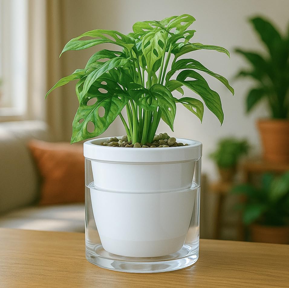 D'vine Dev Self-Watering White Terracotta Planter Pot, 6 in, 37-X-B-2 - Image 2