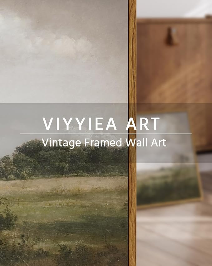 VIYYIEA Nature Large Framed Wall Art, Wilderness Vintage Art Decor Room Aesthetic, 16X24 Inch Canvas Print Artwork, Farmhouse Landscape Painting Wall Decor for Bedroom Bathroom Office