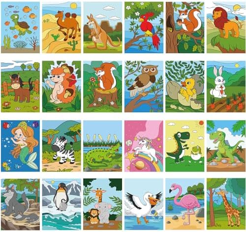 Sherr 24 Pcs Pre Drawn Canvas for Adult, Animal, 8 x 10 Inch by Sherr