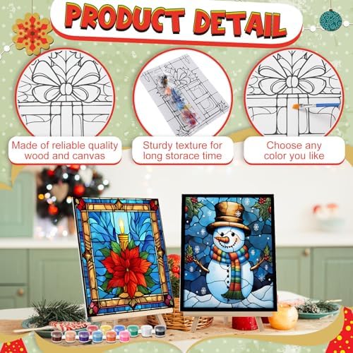 Zhanmai 72 Pcs 12 Sets Sip and Paint Kit Pre Drawn Canvas for Painting 8" x 10" Paint Party Canvas Painting Pre Printed Canvases for Party Favor DIY Virtual Adult's Date Night(Holiday Deer) - Image 3