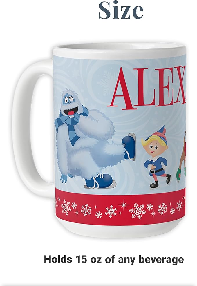 Let's Make Memories Personalized Coffee Mug - Festive Drinkware - Christmas Holiday Stocking Stuffer - Rudolph Skating Friends