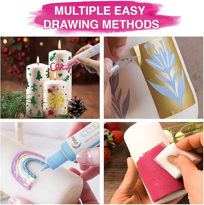 Candle Wax Pen, 12 Vibrant Colors Candle Wax Pen Set, Beginner-Friendly for Festival, Birthday Decorating, Blessing Writing & More DIY Crafts(30ml/1oz*12)