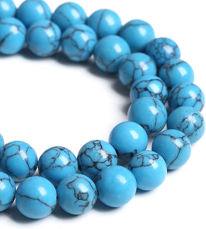 8MM 46PCS Blue Turquoise Spacer Loose Beads for Jewelry Making DIY Bracelet Necklace