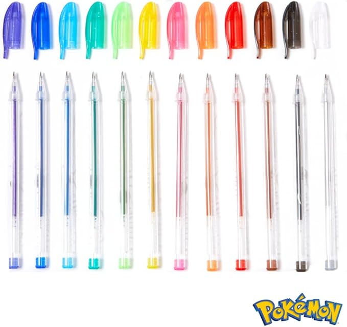 Innovative Designs Pokemon Gel Pens Set for Kids, 24 Pack with Glitter Gel Pens, Cute Pens for Girls and Boys