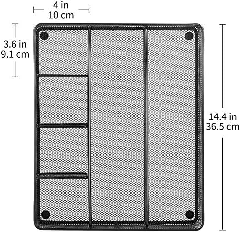 Amazon Basics Mesh Desk Drawer Organizer with 6 Compartments, Non-Slip Office Supplies Storage for Pens and Accessories, Black - Image 5