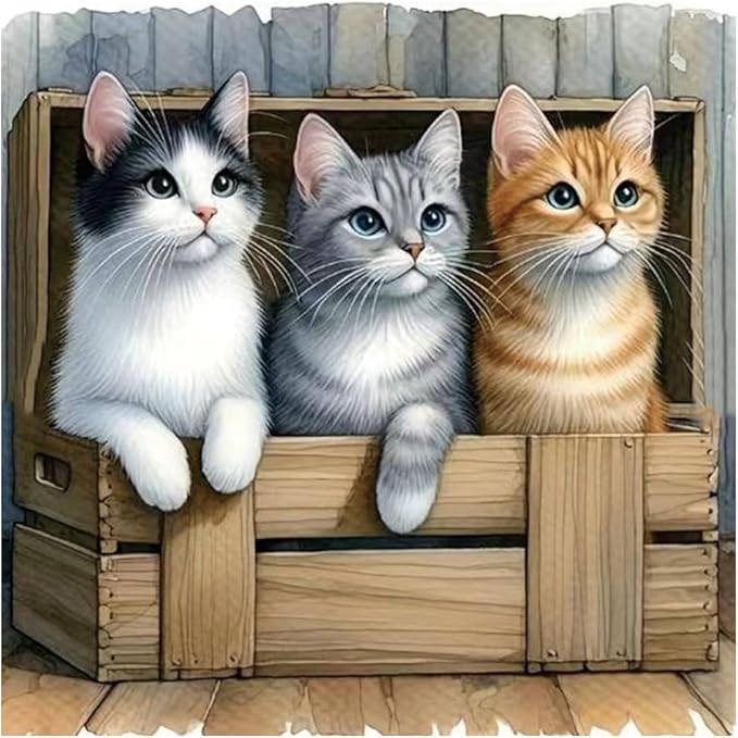 Kulvci Cat Diamond Painting Kits for Adults, Diamond Art Kits for Beginners, 5D DIY Full Drill Gem Craft for Home Decor Gift 12x12inch