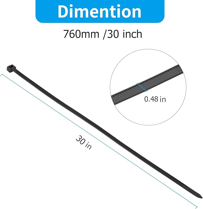 XINGO 31 inch White Zip Ties Heavy Duty 40PCS, 250 LBS Ultra Strong Plastic Wire Ties, Large Cable Ties Extra Long Tie Wraps, Indoor and Outdoor UV Resistant