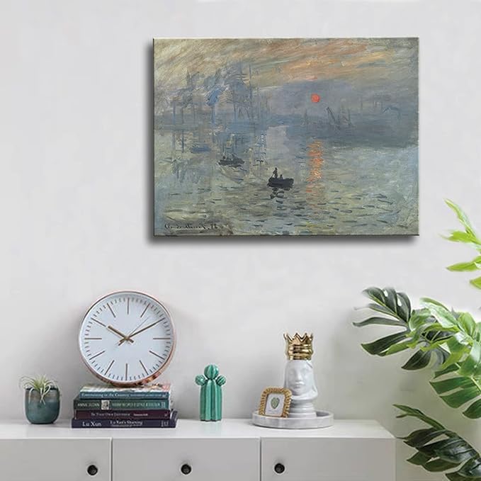 msspart Impression Sunrise, Claude Monet Oil Painting Reproduction Seascape Artwork, Giclee Canvas Prints Wall Art for Home Decor