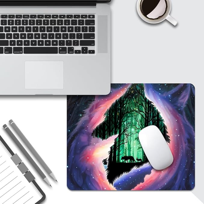 The Wolf in The Forest Texture Mouse pad, Square Waterproof and Anti Slip Mouse pad for Office laptops
