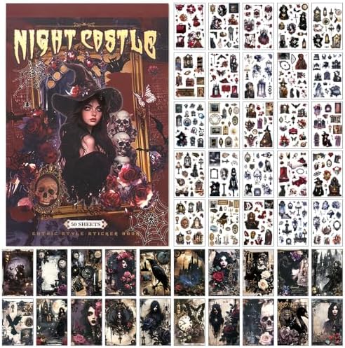 500PCS Stickers Book for Journaling Supplies,Dark Gothic Scrapbook Paper by Lciyioc