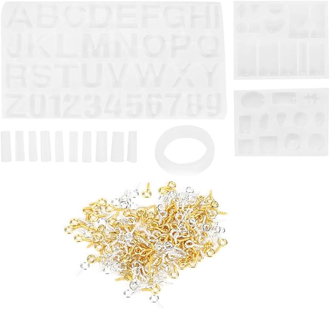 SparkFeng 214Pcs Silicone Casting Set, DIY Jewelry Mould Kit for Earrings Pendants Necklaces Bracelets, Soft Durable Silicone with Smooth Surface, Complete Accessories for Resin