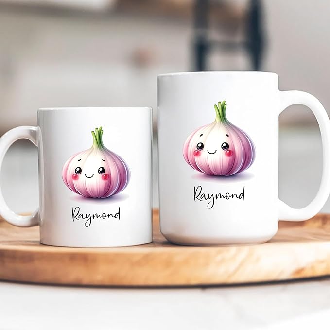 Garlic Mug, Garlic Gift Ideas, Personalized Garlic Coffee Mug Gift With Garlic Lover Name, Cute Cartoon Garlic Ceramic Tea Cup Gifts For Men Women, Custom Name Vegetable Travel Mugs 11oz 15oz