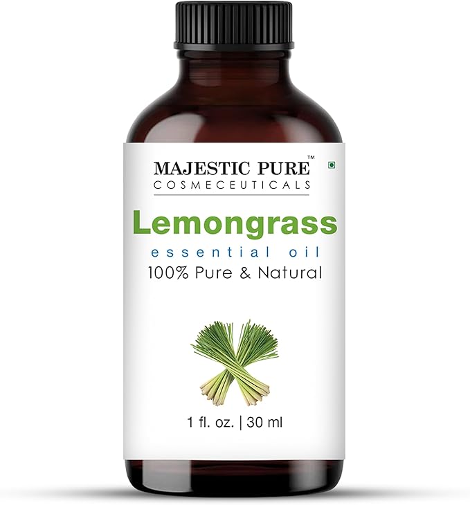 Majestic Pure Lemongrass Essential Oil - 100% Pure Lemongrass Oil for Aromatherapy, Massage & Topical Uses, Perfect for Diffuser & Essential Oil Diffuser - 1 Fl Oz