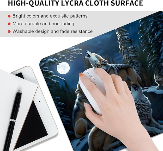 The Fox Under The Moonlight Texture Mouse pad, Square Waterproof and Anti Slip Mouse pad for Office laptops