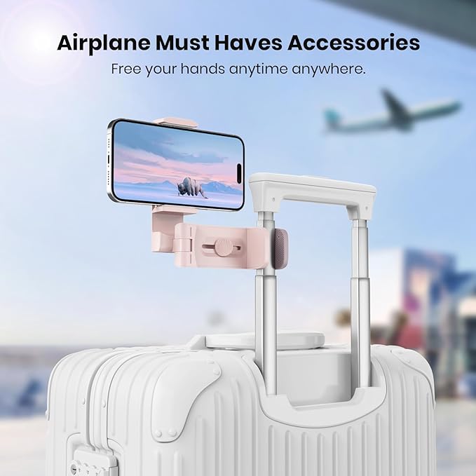 Valentine's Airplane Phone Holder, Klearlook Universal Flight Phone Mount with Multi-Directional 360° Rotation, Travel Must Haves Handsfree Gadgets for Flying, Table, Pink