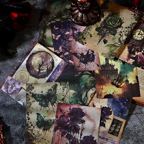 80 Sheets Gothic Scrapbook Paper, Vintage Junk Journal Supplies for Scrapbooking Kit, Magic Decorative Paper for Journaling Book Pages, Dark Academia Wall Decor for Room Decorations - Image 3