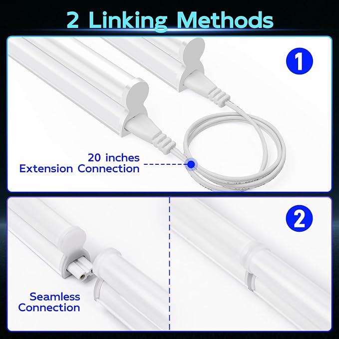 hykolity 2 Pack LED Shop Light 4FT, T5 Integrated Single Fixture, 22W, 2200lm, 6500K Super Bright White, Linkable Shop Light, Utility Shop Lights, Corded Electric with Built-in ON/Off Switch