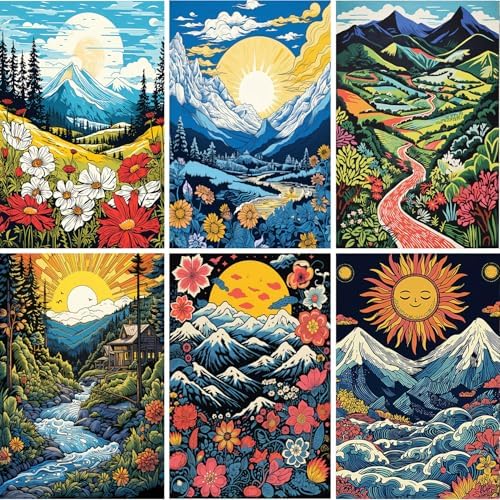 DOZEEZOP 6-Pack Diamond Art Kit for Adults, 5D Diamond Painting 12x16 Inch by DOZEEZOP