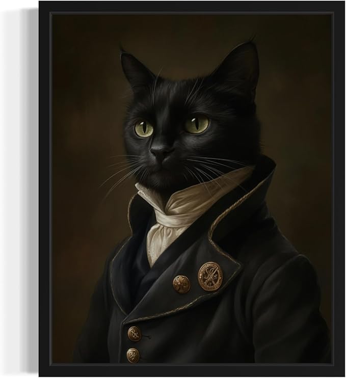 Gentlemen Cat Art Poster Print, Cat Kitten Painting Humor Portrait Pet Artwork Decor Gallery A8 (Gentlemen Cat, 8 x 10 inches, Unframed)