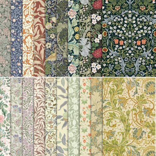 Scrapbook Paper Pack Vintage Floral Decorative Craft Paper for Junk Journal Card Making Collage Decoupage Gift Wrap DIY Album Papers Crafts by BESARME