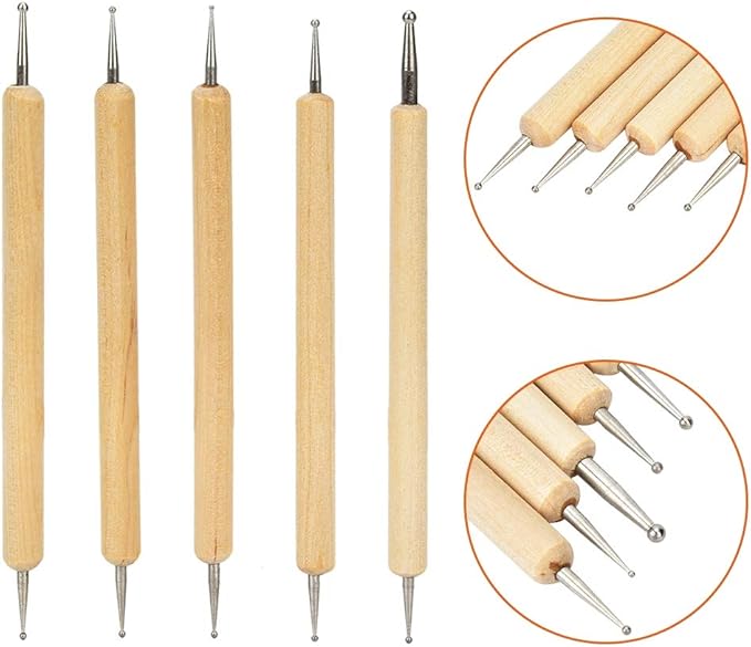 Fayelume 8PCS Leather Carving Tools, Spoon Embossing Tool, Point Drill Leather Tooling Kit for Leathers Craft, Wax Clay Shaping, DIY Embossing