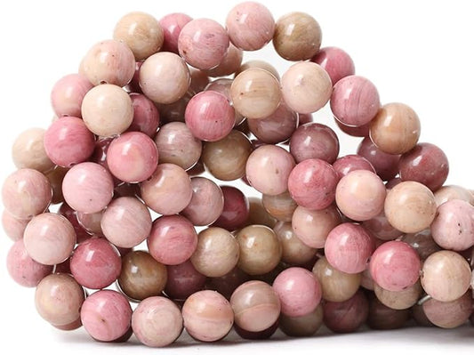 35PCS 10mm Natural Rhodochrosite Gemstone Smooth Round Loose Beads for Jewelry Making DIY Findings 1 Strand 15"