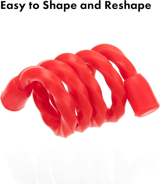 Gesipor 6 PCS 24-Inch Silicone Cable Ties Dia 5mm Reusable Steel-Core Rubber Twist Ties Bendable Cable Ties for Bundling and Holding, All Purpose Cord Tie for Indoor and Outdoor (Red)