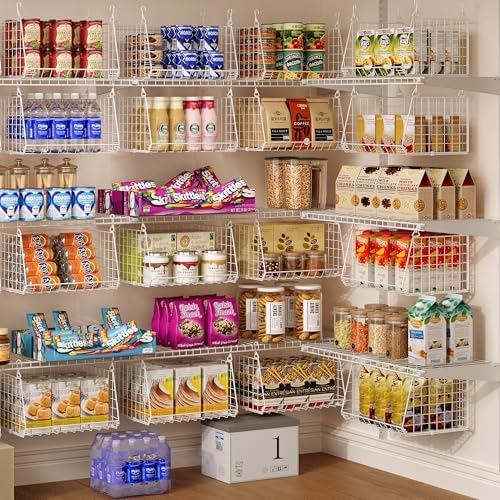 3-Tier Hanging Laundry Basket Organizer：Foldable Wire Shelf Laundry Room Organizer with 360°Rotating Hooks Small Space Solutions Closet Hanging Organizer - Laundry Organization, White Patent - Image 6