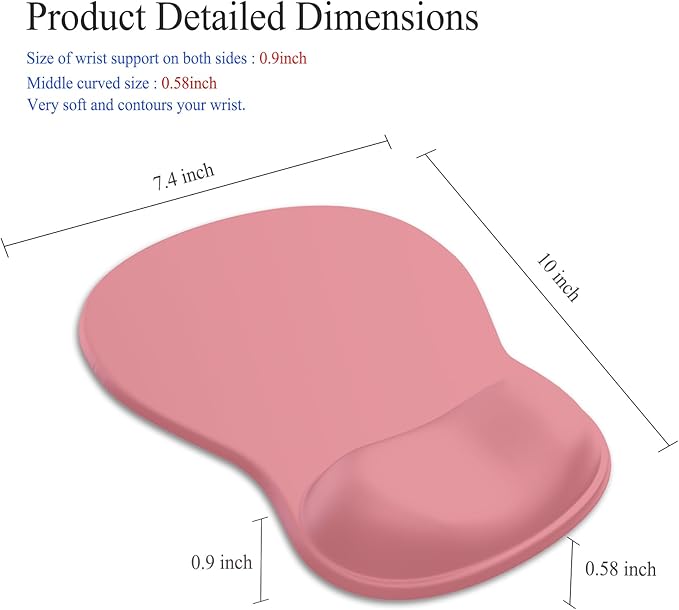 Gel Mouse Pad with Wrist Rest, Ergonomic Concave Wrist Support Mousepad with Non-Slip PU Base & Smooth Surface Comfortable Desk Accessories Mat for Office, Home Gaming and Study (10 Peach Pink)
