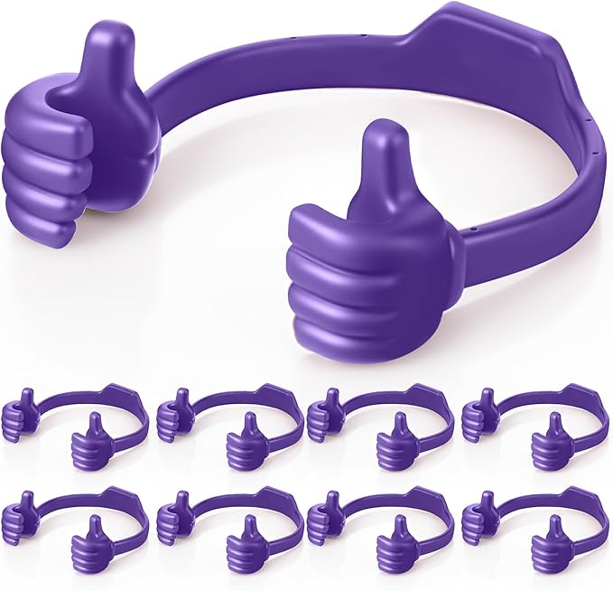 Yaomiao 8 Pcs Thumbs up Cell Phone Stands Universal Cell Phone Holder Flexible Mobile Phones Stand Adjustable Smartphone Stand Holder for Desk Offices Bedrooms Airplanes Travel(Purple)