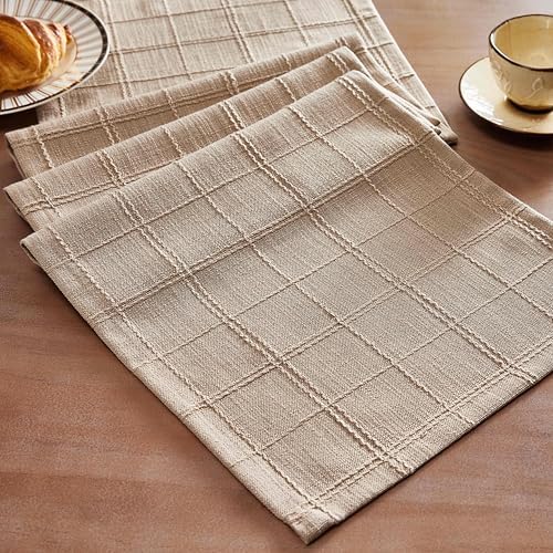 ZeeMart Linen Checked Farmhouse Table Runner, 13x36 Inches Taupe by ZEEMARTONLINE