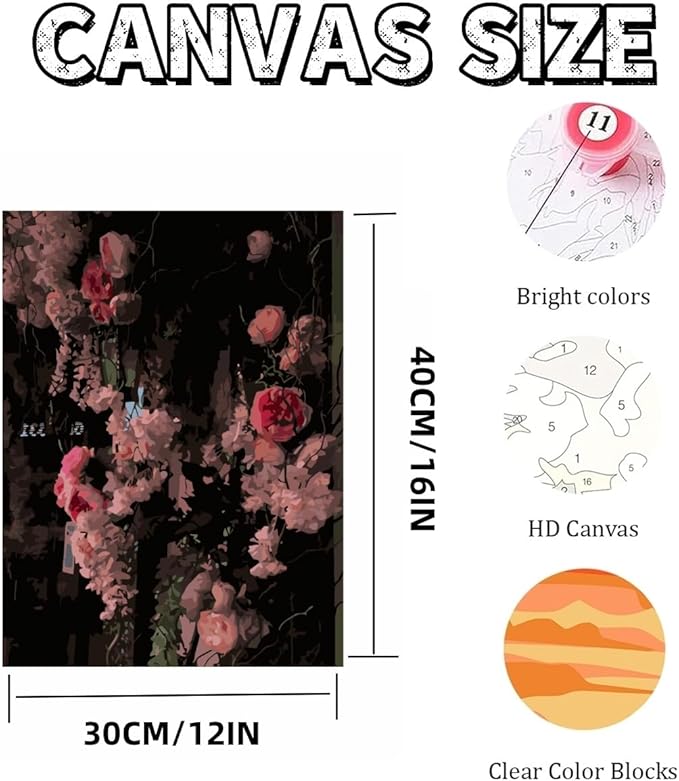 Mosaflare Paint by Numbers for Adults Beginner, Flower Adult Paint by Number Kits on Canvas, DIY Landscape Acrylic Oil Easy Painting by Numbers for Home Wall Decor 12X16 inch (Without Frame)