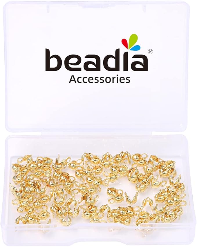 14K Gold Plated End Caps Non Tarnish 3x6mm 200pcs for Jewelry Making Findings